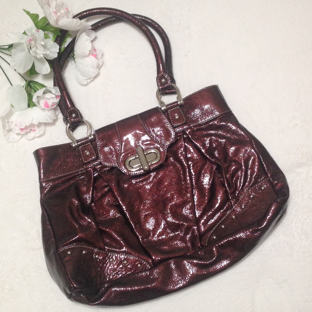 NUOVEDIVE Italian BRONZE BROWN Shiny Genuine LEATHER SHOULDER BAG
